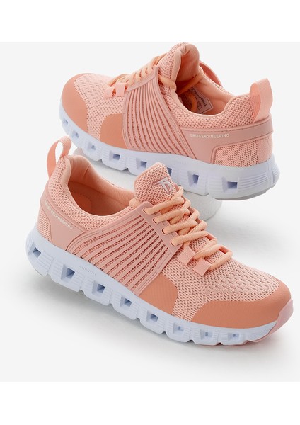 Unisex Pudra Tasarım Termo Taban Şeritli Nefes Alabilen Kumaş Bağcıklı Spor Ayakkabı