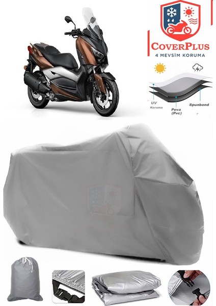 Yamaha X-Max 300 Iron Max Branda Gri Motosiket Brandası Motor Örtüsü Çadır Su Geçirmez Motosiklet Kılıfı Motor Brandası,lastikli,taşıma Torbalı