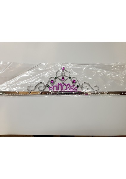 Gümüş Renk Prenses Yazılı Parti Tacı 60 cm (3791) fiyatları