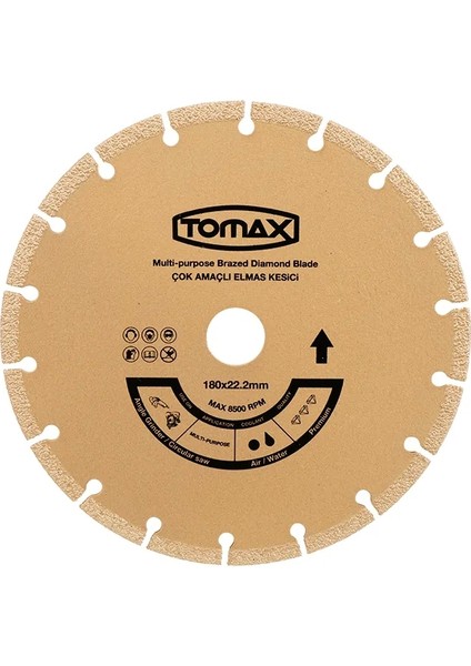 Tomax Çok Amaçlı Elmas Kesici Disk - 180X22