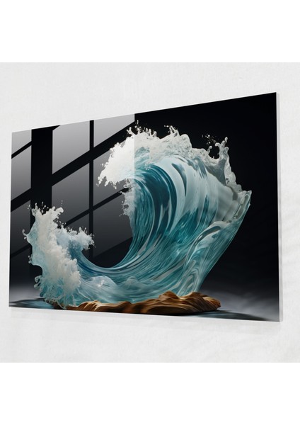 Donmuş Dalga Cam Sanatı - Sörf Cam Tablo Zamanda Donmuş Dokular