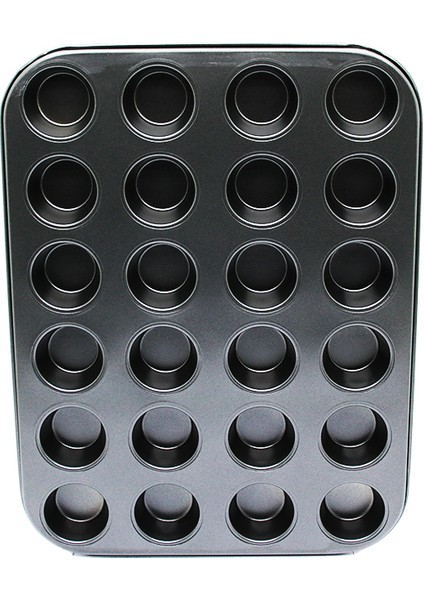 24 Gözlü Metal - Siyah Muffın Kek Kalıbı (4764)