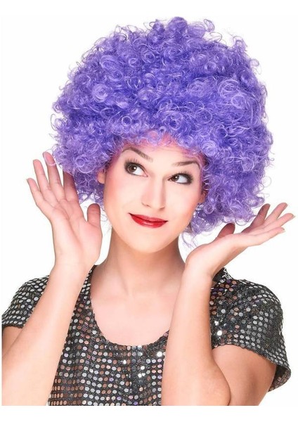 Mor Renk Kıvırcık Afro Bonus Peruk Parti Peruğu (3791)