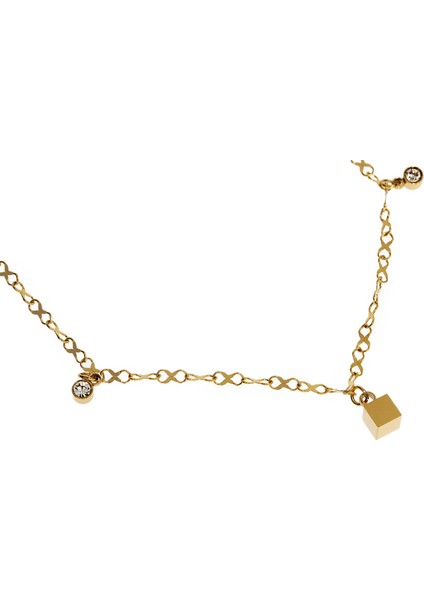 Kadın Küp Detay Minimal Çelik Halhal