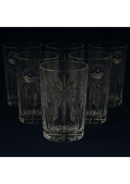 El Yapımı Kristal Sürahi ve 6'lı Bardak Seti - Vego (Sürahi 27,5 cm / Bardak 9,5 Cm)