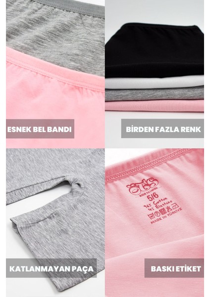 Premium 5’li Kız Çocuk Boxer - Hediye Kutulu, Pamuklu Kumaş, Ultra Yumuşak, Esnek Kalıp, Etiketsiz Tasarım, Kaliteli Ince Bel Lastik Tayt fırsatları