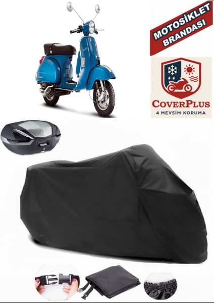 Vespa Px 150 Branda Siyah Arka Çanta Uyumlu(Topcase) Motosiket Brandası Motor Örtüsü Çadır Su Geçirmez Motosiklet Kılıfı Motor Brandası,lastikli,taşıma Torbalı