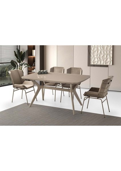 Mobilgen Cappicino 4 Adet Yonca Sandalye 160+30 Anka HG Açılabilir Masa Takımı