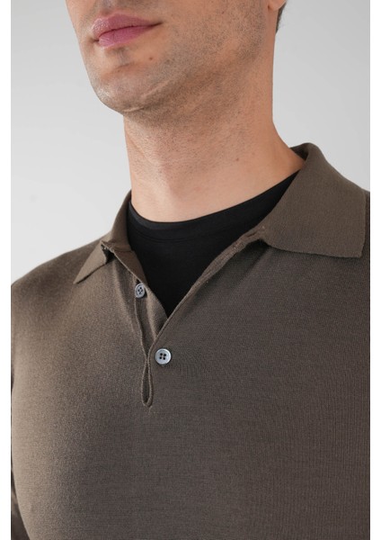 Tr 24201 Düğmeli Polo Yaka Triko Haki TR24K24201_D49 modelleri