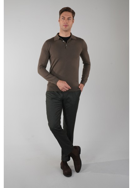Tr 24201 Düğmeli Polo Yaka Triko Haki TR24K24201_D49 indirimleri