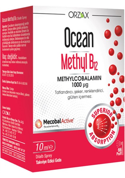 Ocean Methyl B12 Vitamin Sprey 1000 mcg 10 ml – Hızlı Emilim, Kolay Kullanım ve Yüksek Biyoyararlanım