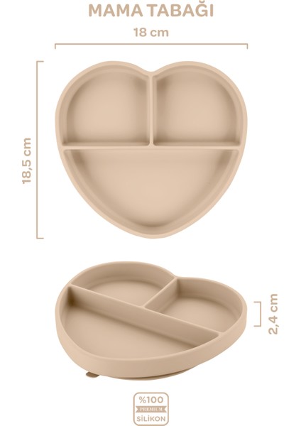 Silikon Beslenme Seti 4'lü Latte Bej / Mama Önlüğü, Mama Tabağı, Bandırma Kaşığı, Kulplu Bardak fırsatları