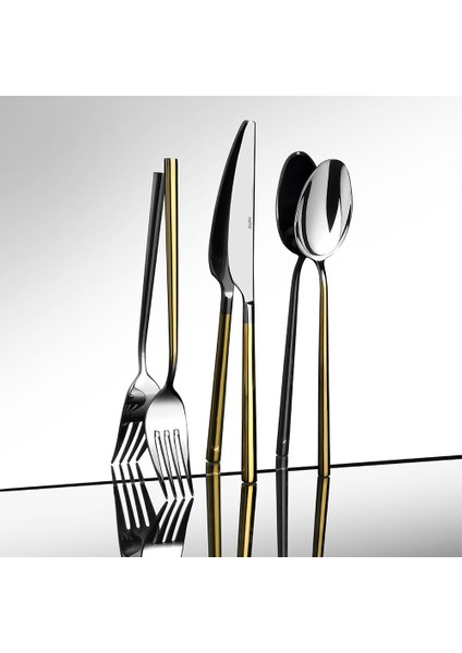 Gloria Altın Sade 6 Kişilik 36 Parça Kutulu Çatal Kaşık Bıçak Takımı modelleri