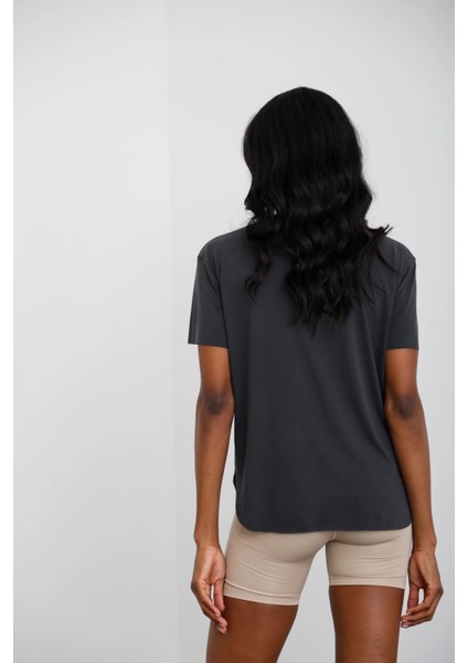 Kadın Yuvarlak Yaka Kol Etek Lazer Kesim Modal T-Shirt indirimleri