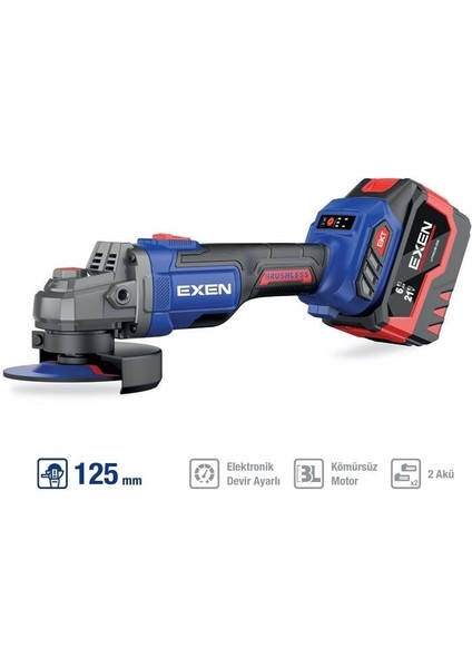 En 456 Ats 21 V. 6 Ah. 125 mm Kömürsüz Şarjlı Avuç Taşlama