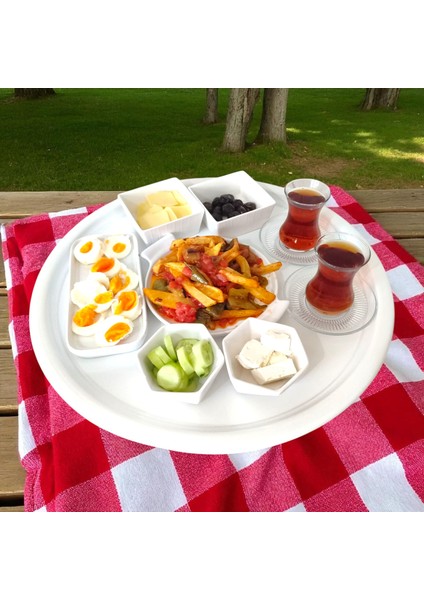 Paslanmaz Çelik Sini Yer Sofrası 45 cm Sofra Yemek Tepsisi Kahvaltı Tepsisi