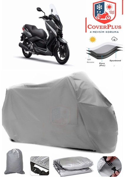 Yamaha X-Max 250 Iron Max Branda Gri Motosiket Brandası Motor Örtüsü Çadır Su Geçirmez Motosiklet Kılıfı Motor Brandası,lastikli,taşıma Torbalı