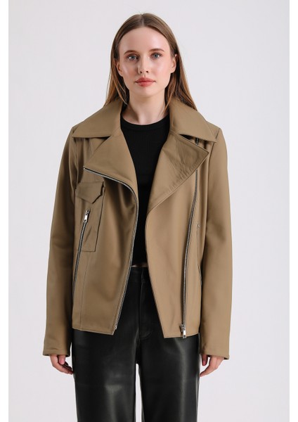 Billie Kadın Deri Biker Ceket