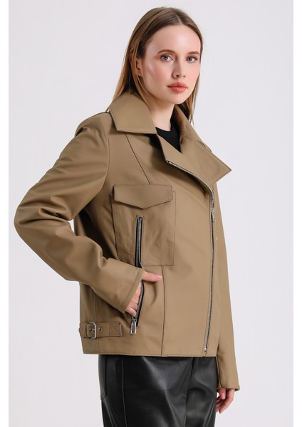 Billie Kadın Deri Biker Ceket fırsatları