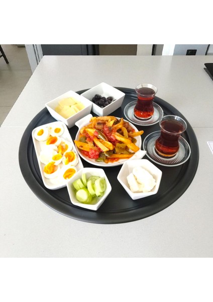 Paslanmaz Çelik Sini Yer Sofrası 45 cm Sofra Yemek Tepsisi Kahvaltı Tepsisi