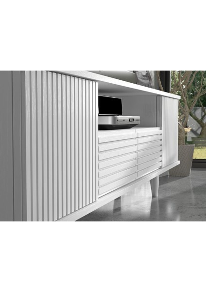 Hunerika Sova Zebra Kapak Premium Tv Ünitesi - Minifiks - Beyaz modelleri