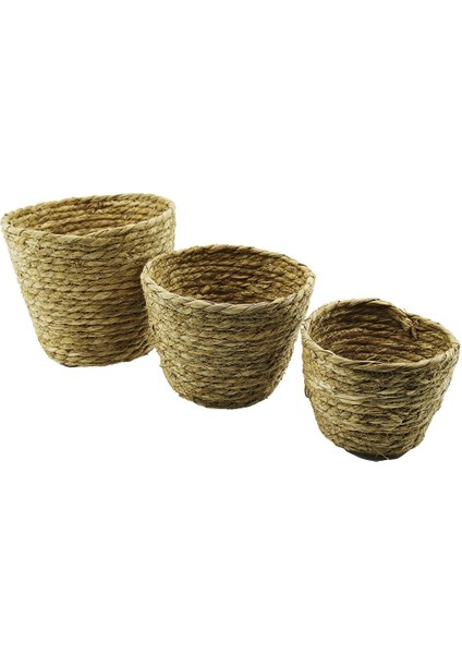 3 BOY YUVARLAK HASIR ORGANİZER SEPET Ç: 15-18-20CM - Y: 11-14-16CM (4764)