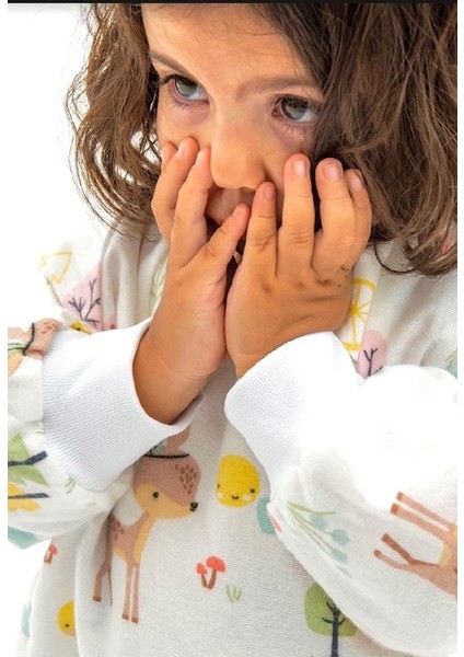 Elyafsız Kışlık Uzun Kol Çift Kat %100 Pamuk Pazen Prensesli Ceylanlı Cocuk Bebek Uyku Tulumu