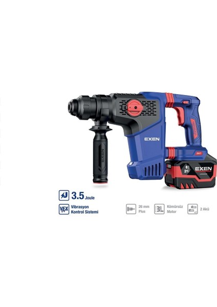 En 436 Pm 21 V. 6 Ah. 26 mm 3.5j Kömürsüz Şarjlı Kırıcı-Delici