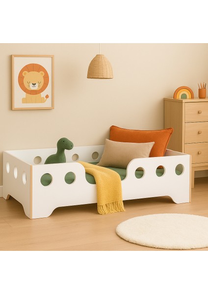 Montessori Yatak Çocuk Yatağı Bebek Karyolası Mdf Tek Kişilik Atlantik Çam fiyatları