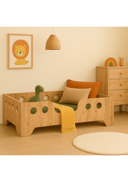 Montessori Yatak Çocuk Yatağı Bebek Karyolası Mdf Tek Kişilik Atlantik Çam fiyatları