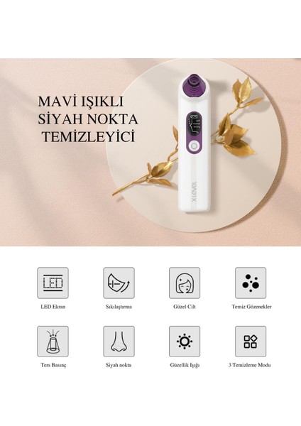 Profesyonel Mavi Işıklı Siyah Nokta ve Akne Temizleyici – 4 Başlık, 3 Emiş Modu, LCD Ekranlı fiyatları