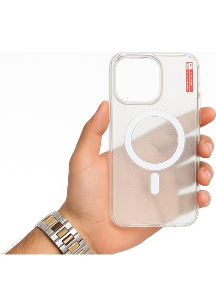 Apple Iphone 13 / 14 / 15 Promax Kılıf Kablosuz Şarj Magsafe Uyumlu Köşe Korumalı Şeffaf Kılıf