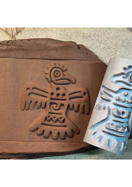 10 cm Doku Rulosu Aztec Icon Antik Desen Silindir Desen Oklavası Mühür Baskı Seramik ve Polimer Kil