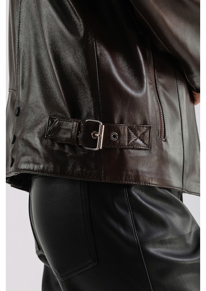 Billie Kadın Deri Biker Ceket