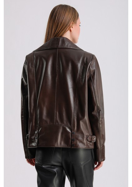 Billie Kadın Deri Biker Ceket