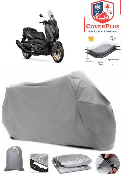 Yamaha X-Max 400 Iron Max Branda Gri Motosiket Brandası Motor Örtüsü Çadır Su Geçirmez Motosiklet Kılıfı Motor Brandası,lastikli,taşıma Torbalı