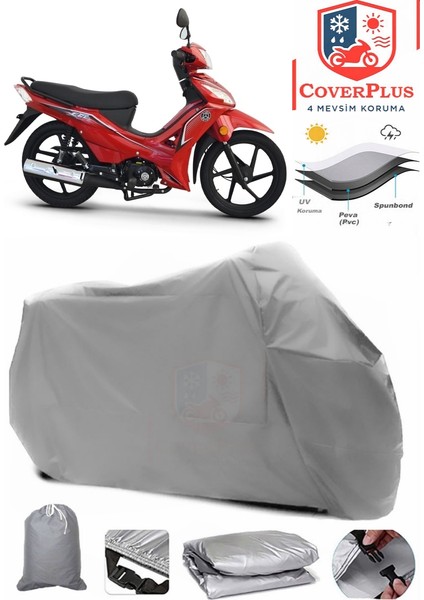 Kuba Ege 100 Branda Gri Motosiket Brandası Motor Örtüsü Çadır Su Geçirmez Motosiklet Kılıfı Motor Brandası,lastikli,taşıma Torbalı