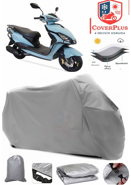 Arora Freedom 125 Branda Gri Motosiket Brandası Motor Örtüsü Çadır Su Geçirmez Motosiklet Kılıfı Motor Brandası,lastikli,taşıma Torbalı