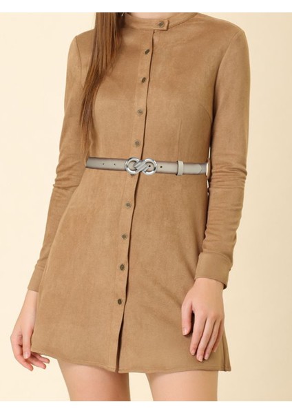 %100 Hakiki Deri, Gümüş Tokalı 3 cm Vizon Kadın Kemeri; Elbise, Pantolon Kemeri=3cm-Kdn-44 modelleri