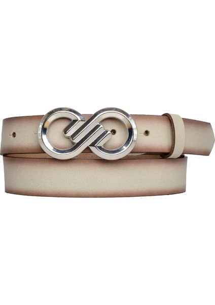 %100 Hakiki Deri, Gümüş Tokalı 3 cm Vizon Kadın Kemeri; Elbise, Pantolon Kemeri=3cm-Kdn-44