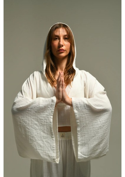 V Yakalı Kapüşonlu Bluz fırsatları