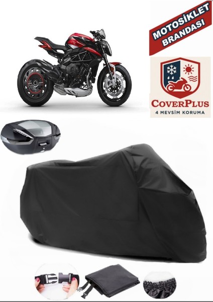 Mv Agusta Dragster 800 Rc Scs Branda Siyah Arka Çanta Uyumlu(Topcase) Motosiket Brandası Motor Örtüsü Çadır Su Geçirmez Motosiklet Kılıfı Motor Brandası,lastikli,taşıma Torbalı