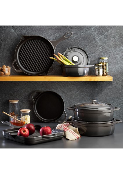 Guss Chef Döküm Sahan Çift Kulplu 19 cm 1 Parça-Gri