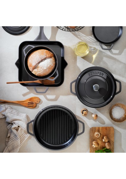 Guss Chef Döküm Sahan Çift Kulplu 19 cm 1 Parça-Gri modelleri