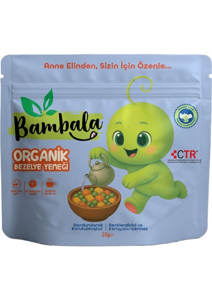 10 Dakika - Organik Bezelye Yemeği 25 g Dondurularak Kurutulmuş