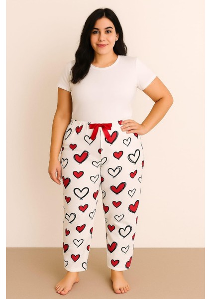 Kadın Büyük Beden Desenli Milan Tek Alt Ekru