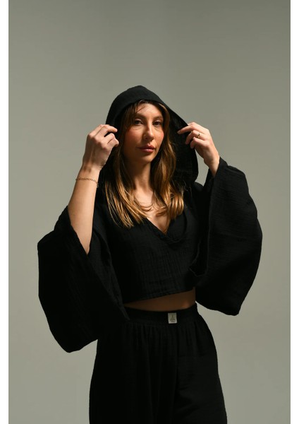 V Yakalı Kapüşonlu Bluz modelleri