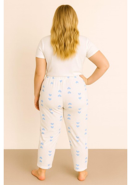 Kadın Büyük Beden Desenli Milan Tek Alt Beyaz-Mavi modelleri