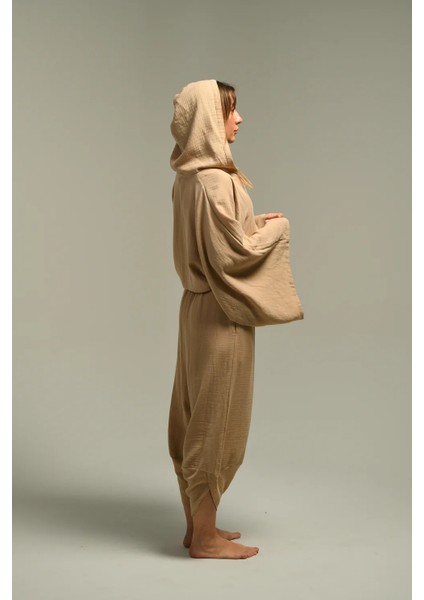 V Yakalı Kapüşonlu Bluz fırsatları