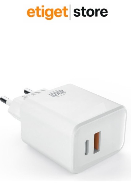 25W Hızlı Şarj Adaptörü – 2'si 1 Arada Başlık | USB & Pd 3.0 Type-C Destekli fiyatları
